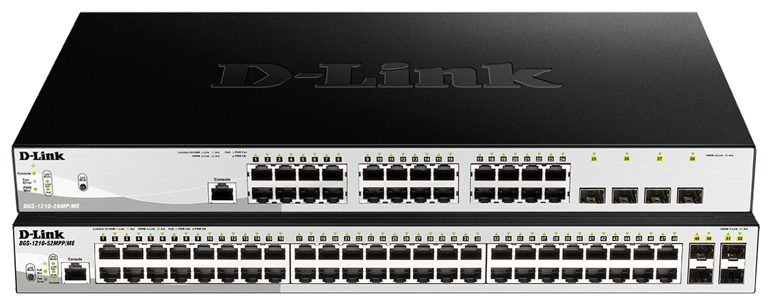 D-Link представляет новые управляемые гигабитные PoE-коммутаторы DGS-1210-28MP/ME и DGS-1210-52MPP/ME с увеличенным бюджетом мощности.