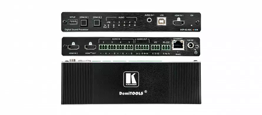 Процессор цифровой обработки звука со встроенным микшером и коммутатором аудиосигналов DSP-62-AEC
